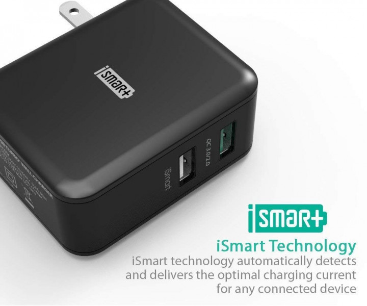RAVPower 30W Dual USB Charger with Quick Charge 3.0 Black (RP-PC006BK)